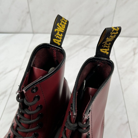 Doc Dr Martens 1460 Womens Size 8 Oxblood Burgundy Leather Combat Ankle Boots - Picture 13 of 14